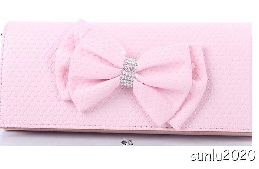   Colorful Bow Tie Pu Leather Womens Ladies Purse Handbag 0529  