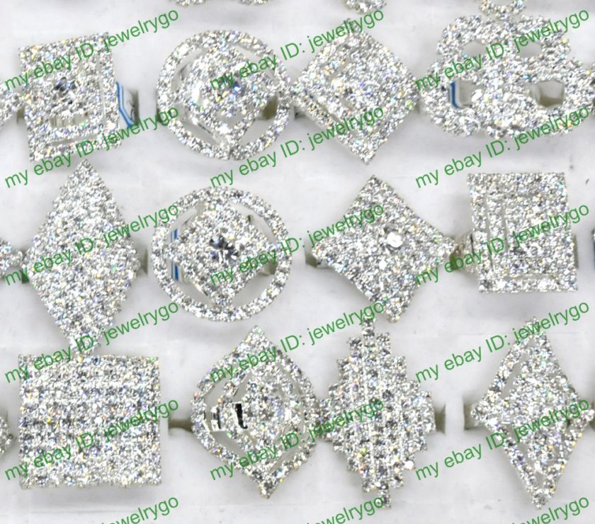Wholesale lot 12pcs Crystal CZ rhinestone rings jewelry  