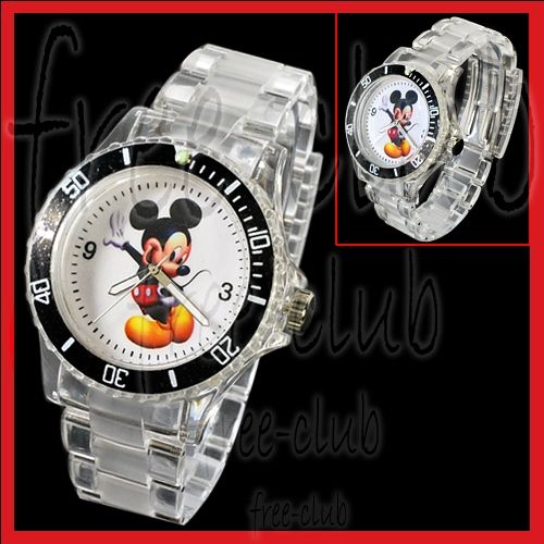 MICKEY MOUSE DIver Style Clear Acrylic Wrist Watch  