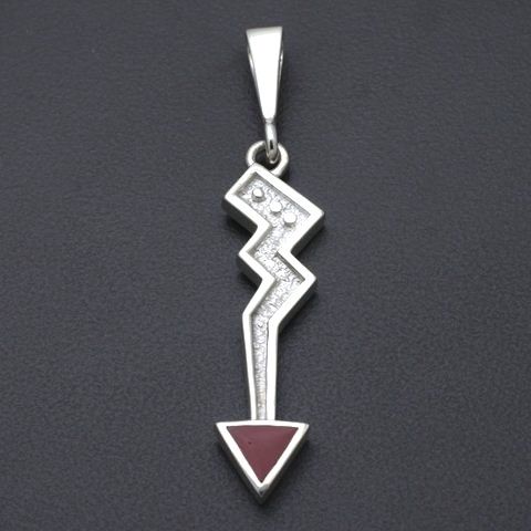 Ray Tracey One Stone Inlay Red Coral Arrow Pendant  