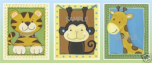 Jungle Tales. Animal Nursery/kids Art. Set 3 prints  
