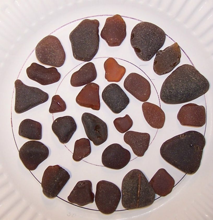 Surf Tumbled Brown Beach Glass 30 pieces Found on the South Oregon 