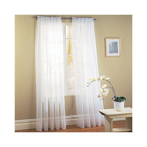 SHEER / SHEERS VOILE CURTAINS 63 LONG WHITE  