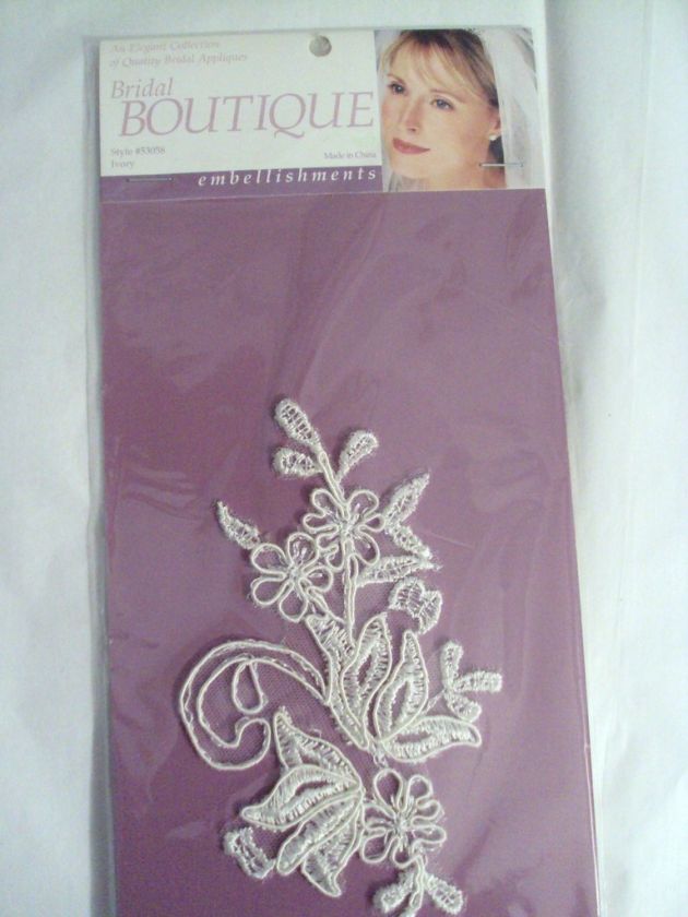 Bridal Boutique Ivory Embroidered Lace Applique   2pc 892482000834 