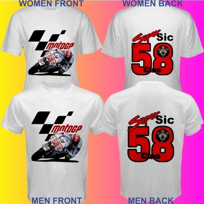 Ciao Super Sic Marco Simoncelli 58 Italian MotoGP Custom White T shirt 