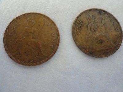 1966 British One Penny Coin Regina F D Elizabeth IIDei Gratia  