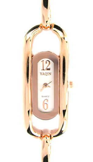 Yaqin Fashion Watch Ladies 18KGP Rose Gold   7.5 inch adjustable links 