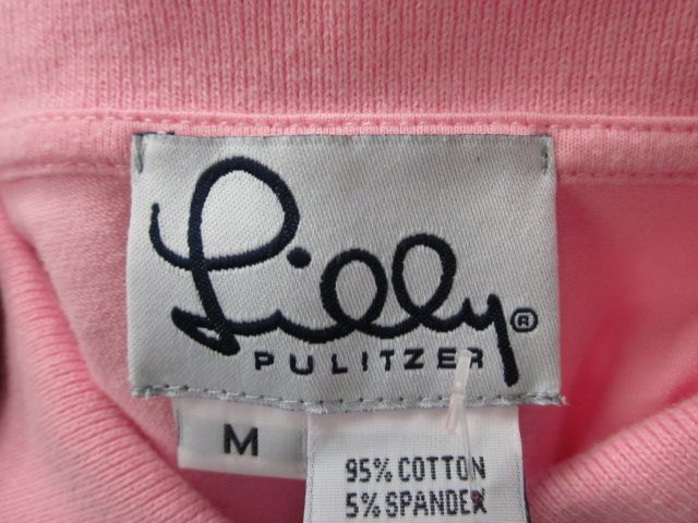 LILLY PULITZER Pink Short Sleeve Polo Shirt Sz M  