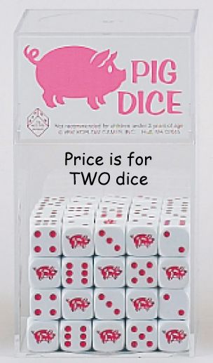 Pig Dice, 16 mm, Really Cute, Pink & White, Nice  