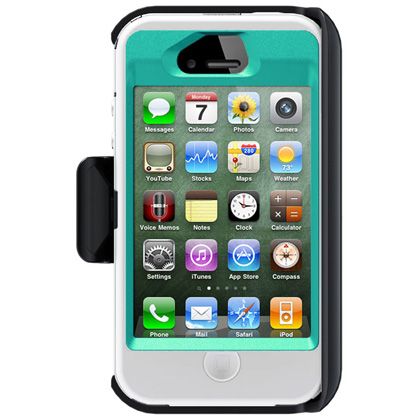 Apple iPhone 4S OtterBox Defender Case w/ Holster Belt Clip (White on 