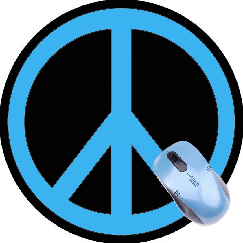 PEACE SIGN BLUE BLACK ROUND MOUSE PAD NEW COOL FUN  
