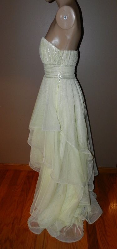 HAILEY ADRIANNA PAPELL TULLE PALE YELLOW SEQUIN STRAPLESS EVENING GOWN 