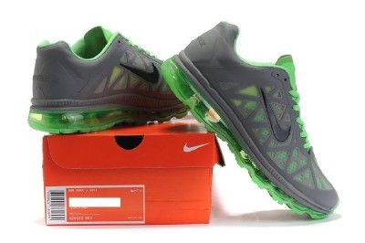 NIKE AIR MAX+ 2011 COOL GRAY/ GREEN RUNNING SHOE BRAND NEW IN BOX 