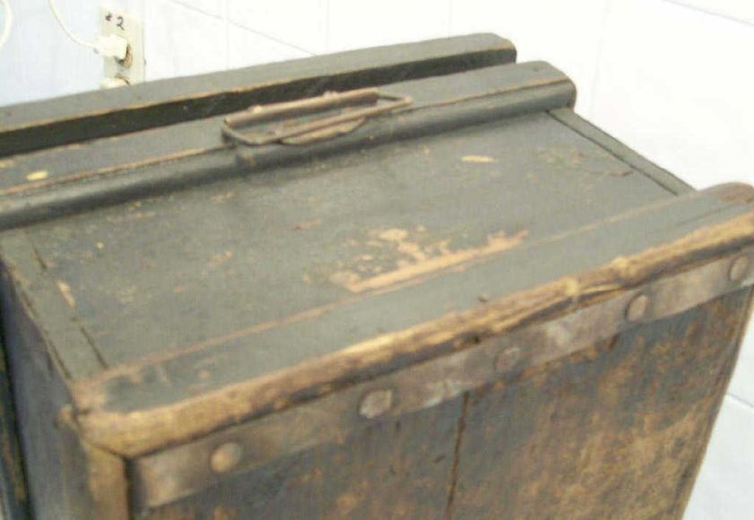 Antique Tool Box With Brass Handles Molding Detail  