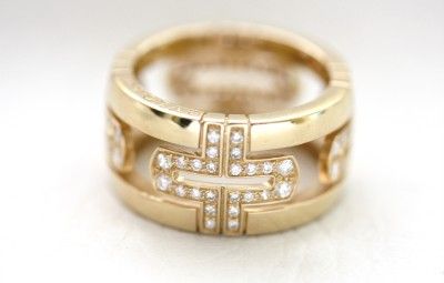 Bvlgari 18K Yellow Gold Diamond Parentesi Cutout Ring  