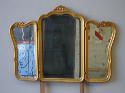 Antique French Louis XV gilded vanity mirror # 01942  