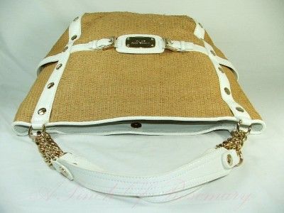 Michael Kors Panama Large Shoulder Tote Straw Bag Purse Natural White 
