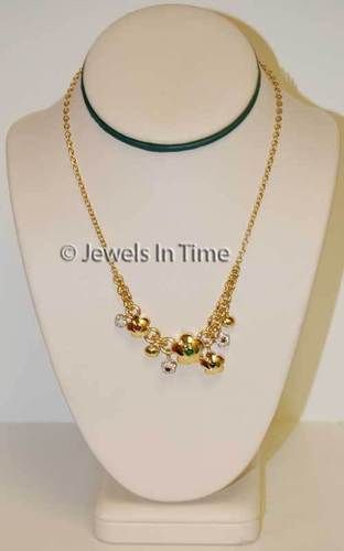 Ladies Dangle Charm Necklace 18K Yellow Gold 16.5  