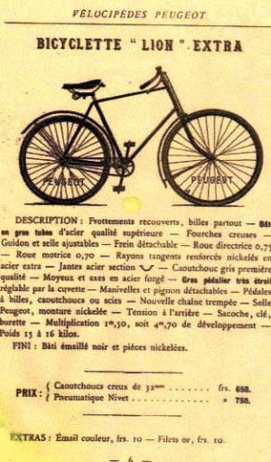 1895 PEUGEOT Upsloper 20.5 Fr Gents Safety Bicycle Vintage Antique 