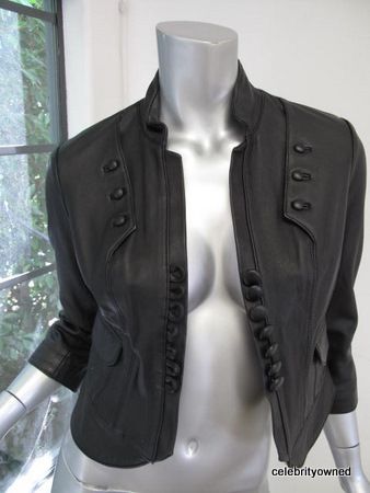 Robert Rodriguez Black Leather Button Fitted Jacket 6  